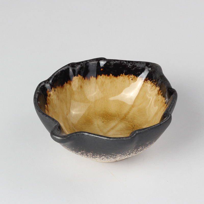 Title 6, Ice Crackle Glaze Ceramic Leaf Shaped Bowl