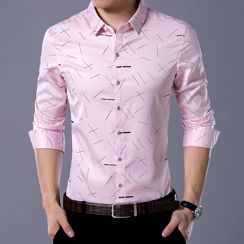 Title 1, Camisa de manga comprida casual slim com estamp...