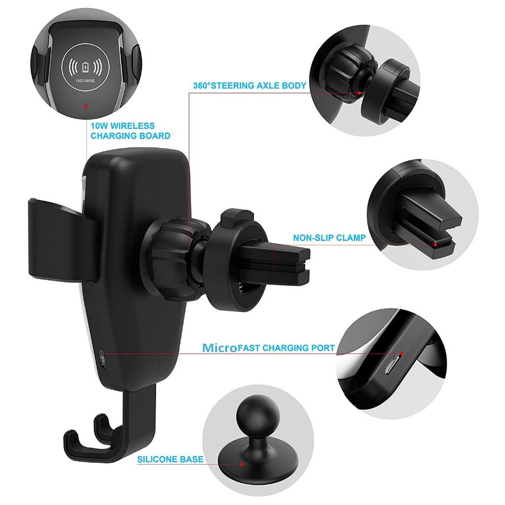 Gravity QI trådløs Car lader feste 10W rask Charge Car Br - Miniatyr 4