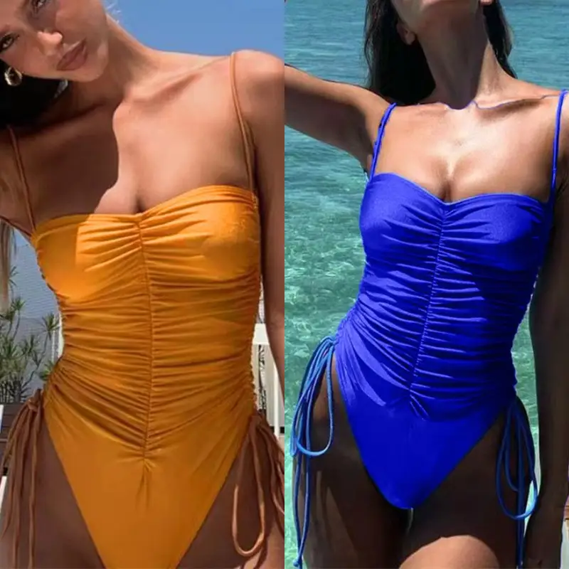 Stylish Solid Color Sexy Onesie Swimsuit