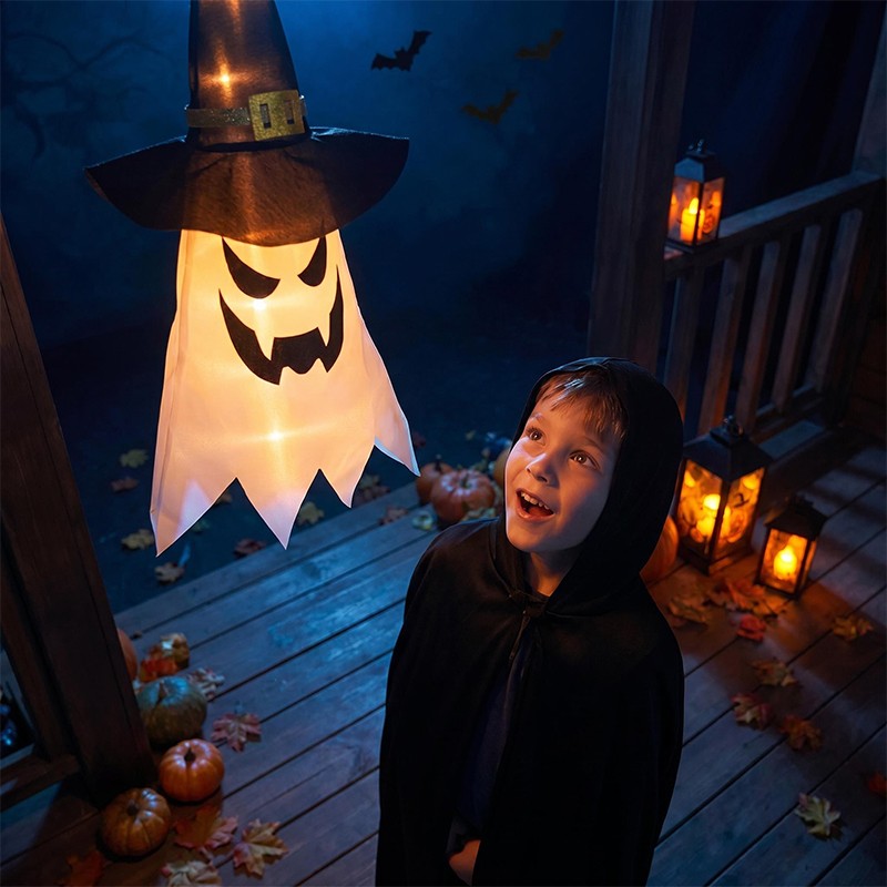 3 & 6x Halloween LED Ghost Witch Hat Light Outdoor Garden