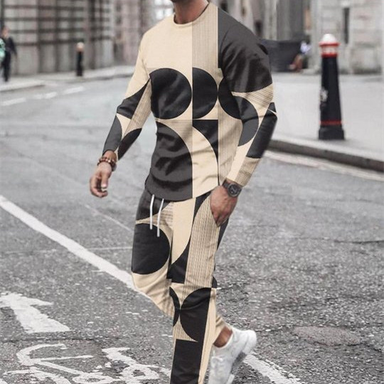 3d Digital Printing Crew Neck Sweater Sports Trousers Suit