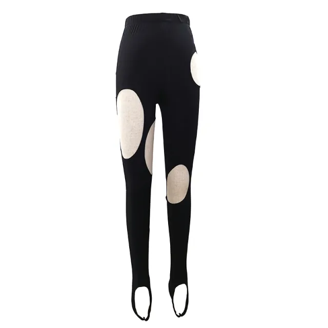 Geometric Hollow Irregular All match Leggings Black - Shop at LoveMi