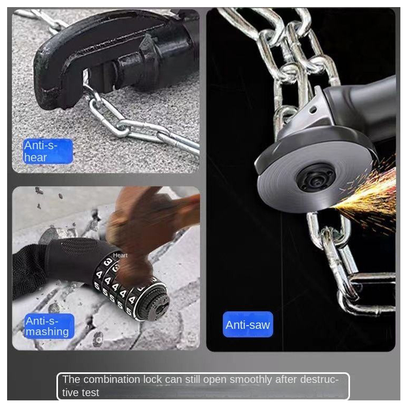 Bike Chain Lock, 5-Digit Combination Heavy Duty Anti-Theft Security Bike Lock, Long Resettable Keyless Bicycle Lock For Ebikes, Motorcycles, Scooters, Gates, Fences, And Door