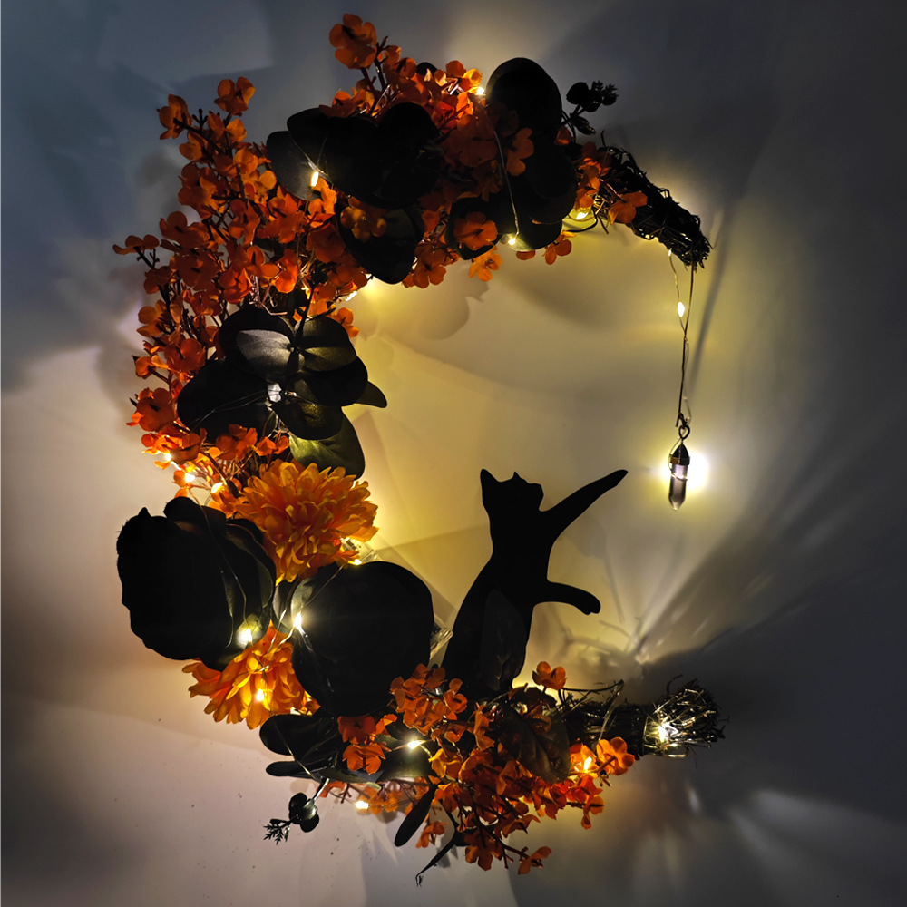 Halloween moon cat garland ornaments (picture color-garland