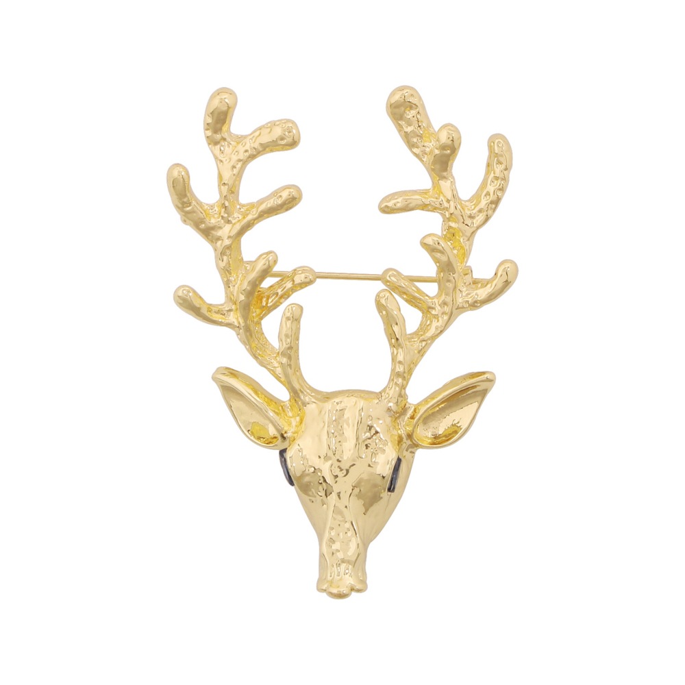 Deer Head Brooch Female Geometric Creative Geometric Fashion Simple Clothing Golden - Shop at LoveMi