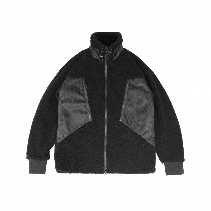 Turtleneck Sherpa Pocket Panel Jacket With Fleece