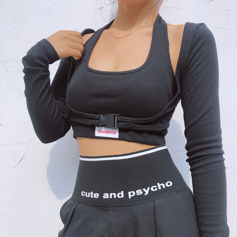 European And American Hollow T-shirt Two-piece Women's Suit