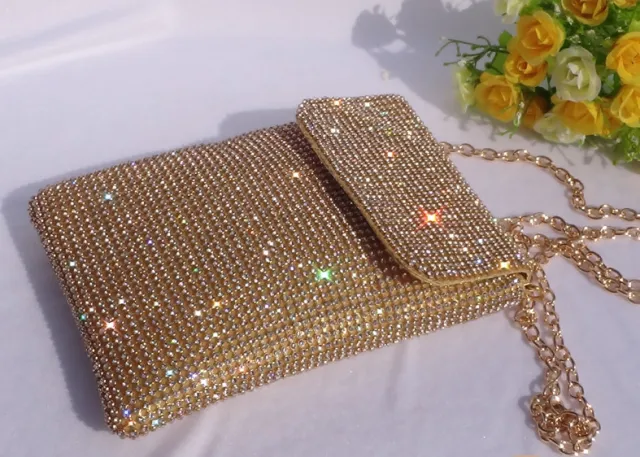 Rhinestone Women's Messenger All match Change Vertical Simple Bag Gold - Shop at LoveMi