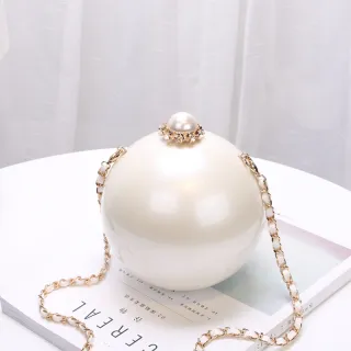 Ladies Casual Fashion Pearl Decoration Round Shoulder Bag - Flower Buckle-S