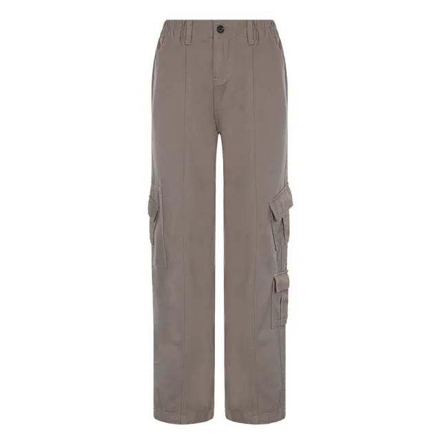 New Women's Low Waist Multi Pocket Casual Cargo Pants Khaki - Shop at LoveMi