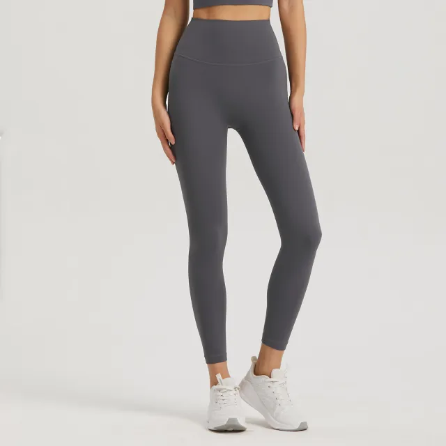 Lycra Pocket Peach High waisted Nine point Leggings Lead Grey - Shop at LoveMi