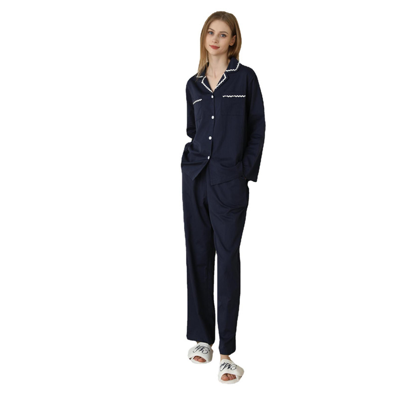 Title 6, Solid Color Suit Collar Pajamas Set