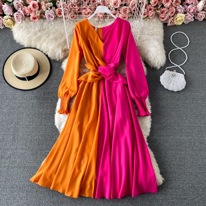 Contrast Swing Midi Dress