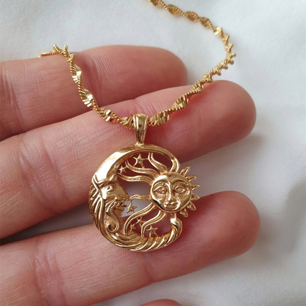 Boho Fashion Creative Engraved Sun Necklace