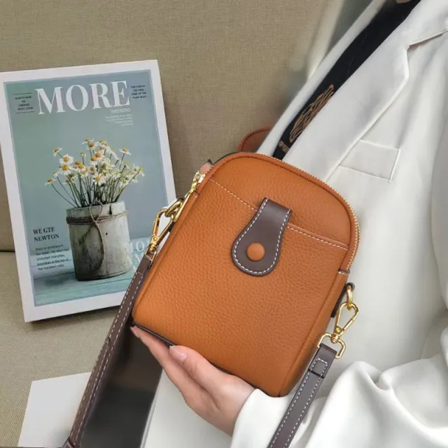Women's Fashion Casual Cowhide Multifunctional Cell Phone Bag Yellow - Shop at LoveMi