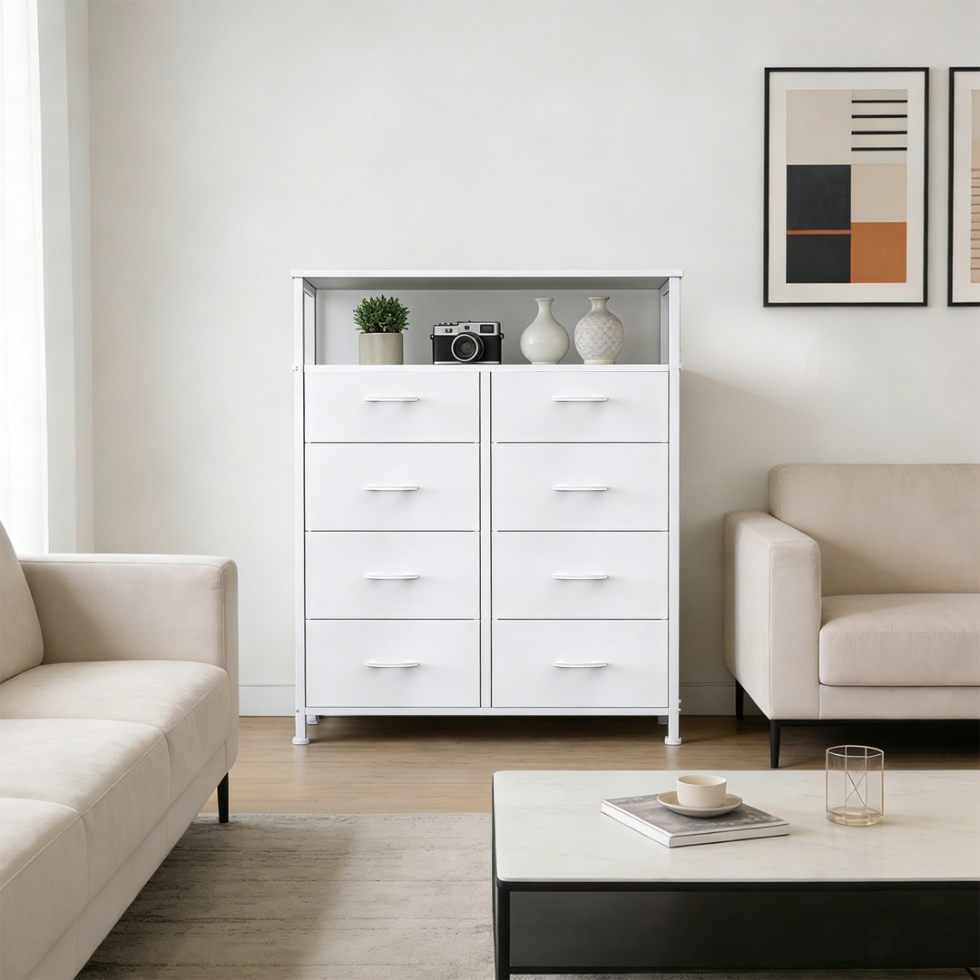 8-Drawer Fabric Dresser With Open Shelf, 45.9-inch Tall Storage Cabinet For Bedroom Closet Organization image 46
