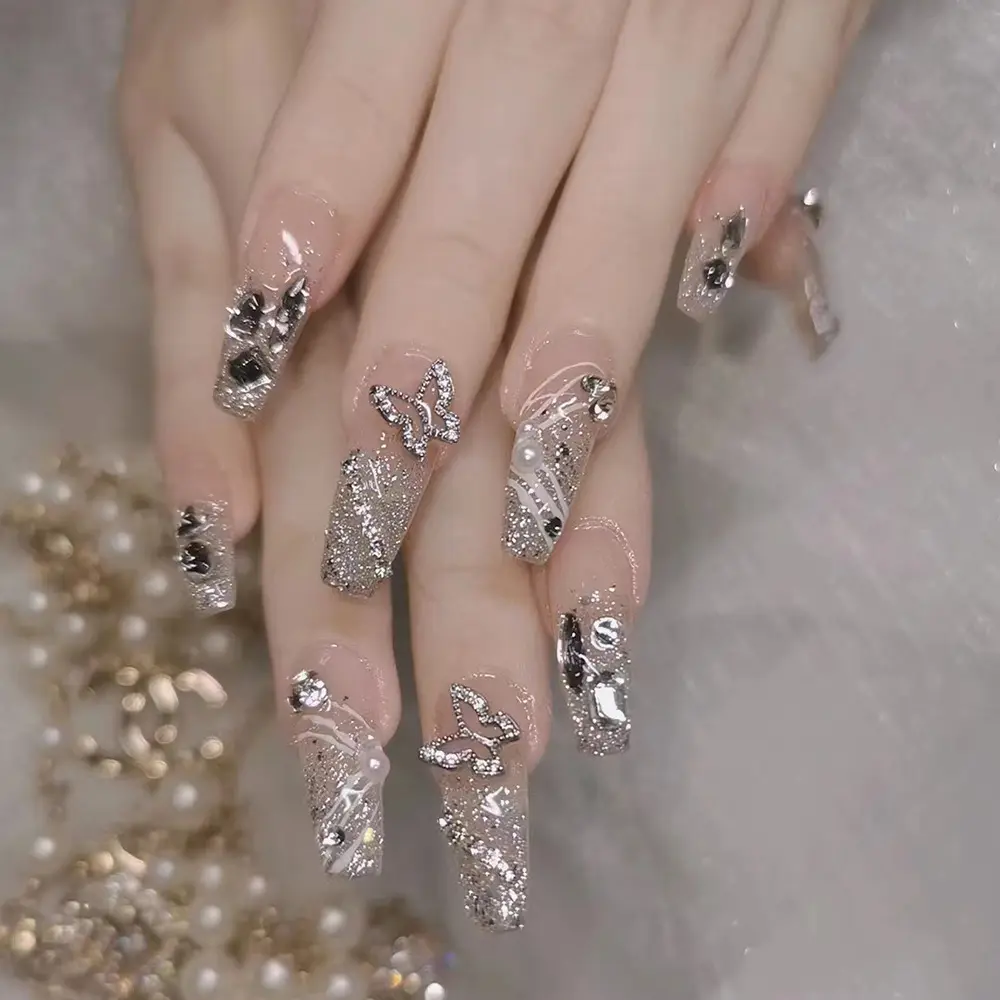 Of Long-style Coffin-shaped Glitter Powder French Press-style