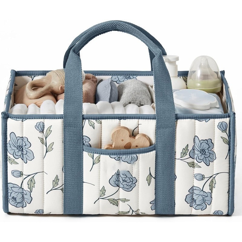 Handheld Portable Mommy Bag Large Capacity Professional Customized Maternal And Child Storage Bag Storage Bag - Milk Mist Blue Flower