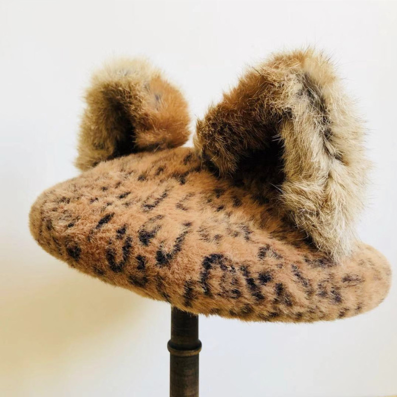 Title 1, Raccoon Fur Three-dimensional Ear Mink Beret