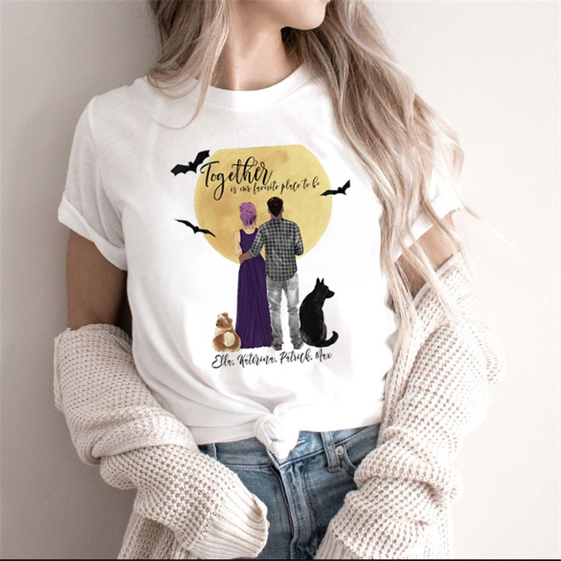 Fashion Moon Retro Gothic Print T-shirt Women