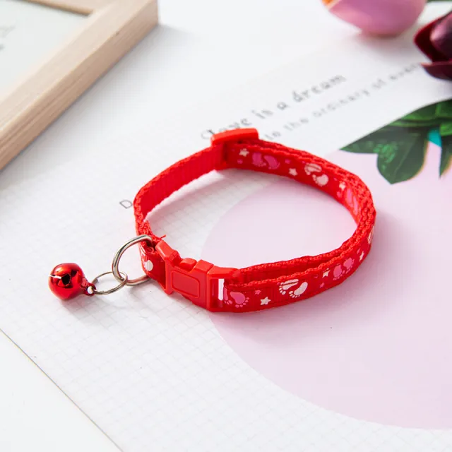 Pepet Bei Bei Double Footprints Stick Cloth Pet Cat Dog Item Bell Collar Red - Shop at LoveMi