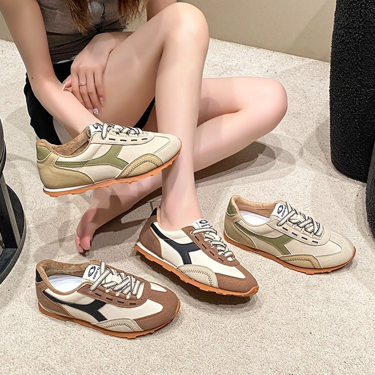 Retro Color Blocking Forrest Gump Shoes, Women's Versatile Flat Bottomed German Training Shoes, Casual Sports Shoes