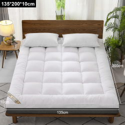 Mattress Topper Bed Pillowtop Mat Pad Protector Cover 4 Size 10CM Extra Thick---Queen-white