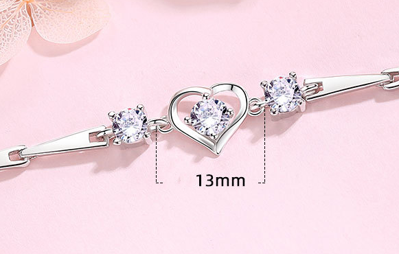 Title 1, Fashion Sterling Silver Heart Bracelet Female