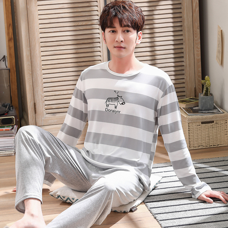 Loose Casual Long Sleeves Trousers Men's Pajamas Homewear