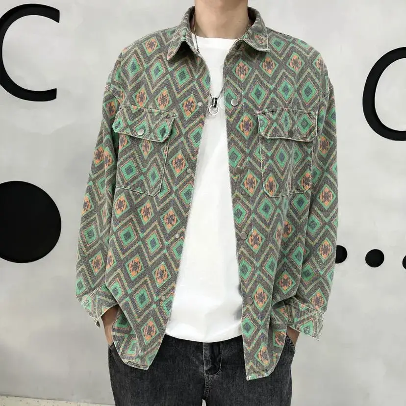 Cashew Nut Flower Thin Denim Jacket Versatile Shirt Men