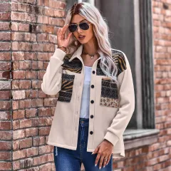 Top Women's Fashion Stitching Loose Coat - Apricot - View 1