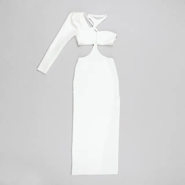 High Waist Tight Slit Buttocks Wrapped Banquet Dress White - Shop at LoveMi