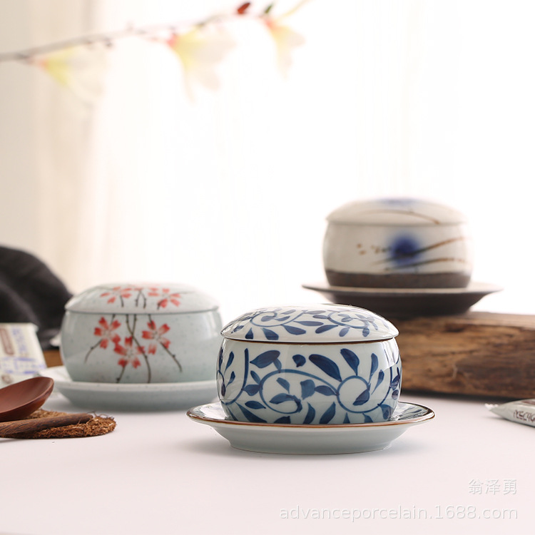 Ceramic Underglaze Color Hand-painted Tableware With Cover And Bottom Support