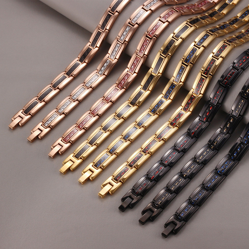 Women's Carbon Fiber Germanium Stone Titanium Bracelet