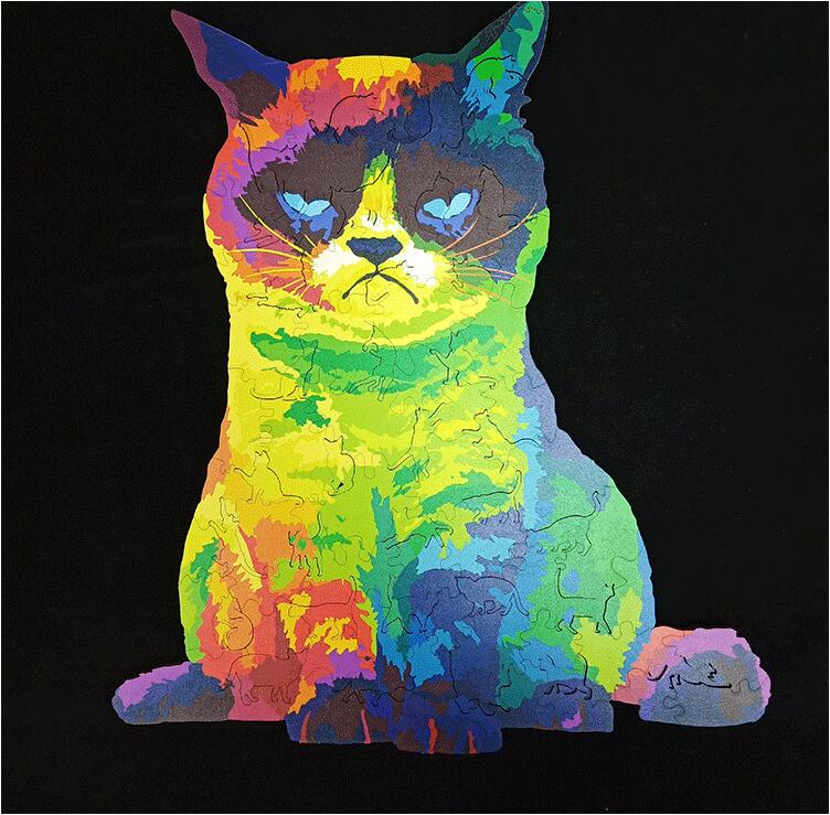 Title 8, Puzzle in legno Irregular Rainbow Cat