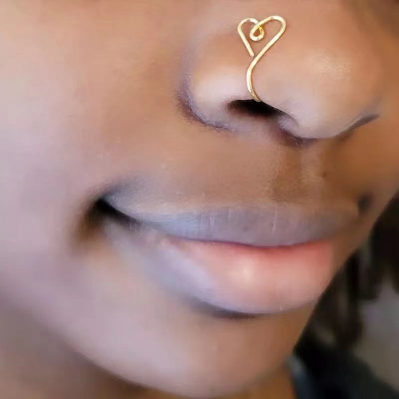 Love Fake Nose Ring Without Perforation Copper Gilding