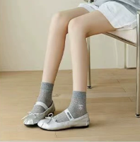 Coquette Bow Embroidered Crew Socks, Ribbed Knit Cotton Socks With Simple Bow, Cute Mid-Calf Socks For Daily Wear & Preppy Style
