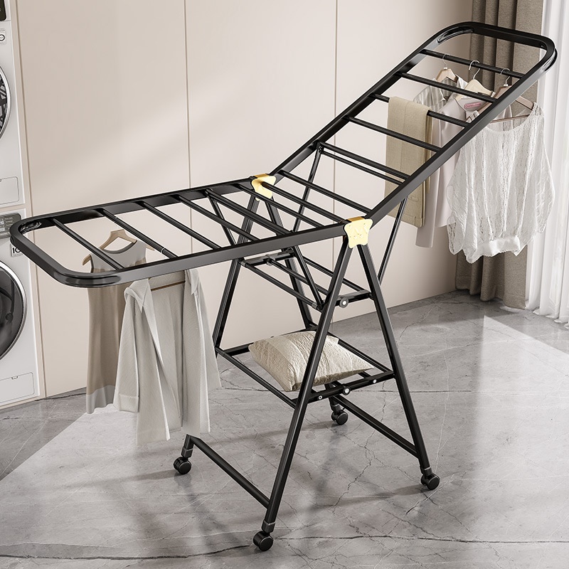 1.7-meter Gun Gray - Three-layer Air DryingFolding Clothes Rack Balcony Household Movable Indoor Clothes Rack Multifunctional Blanket Drying Tool Floor Drying Rack 2