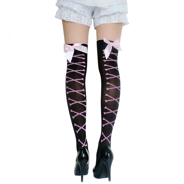 Title 2, Small Bone Stockings With Pink Bow On The Back ...