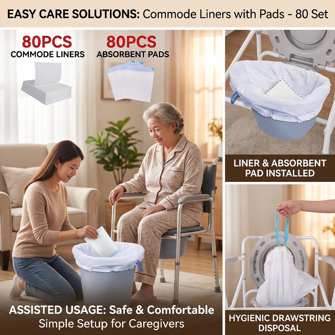 Pack Of 160 Commode Liners With Absorbent Pad Odorless Disposable Bags Universal — image 9