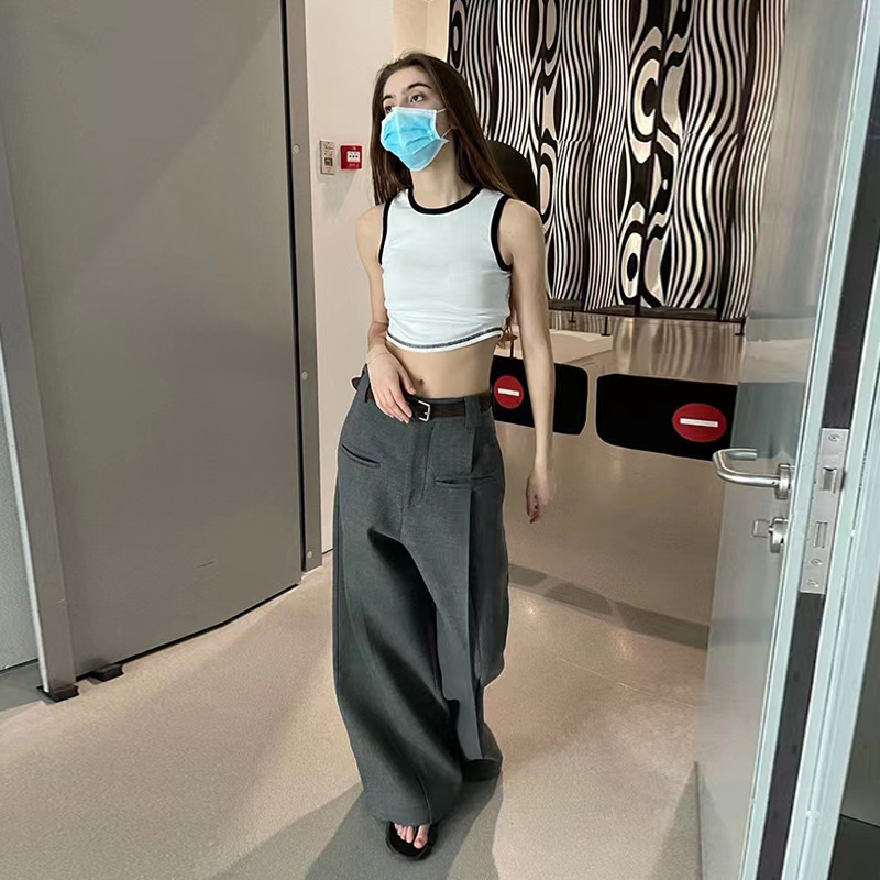 Pants King Gao Leng Simple Casual Mopping Trousers Black And White Gray All-match