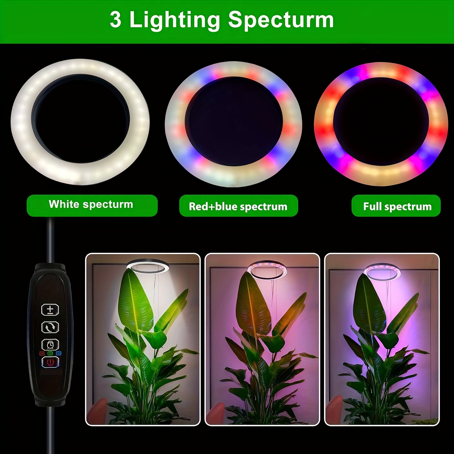 New Led Full-spectrum Plant Light, Household Timed Growth Light, Indoor Green Plant Supplementary Lighting Fixture, Angel Ring Light — foto 7