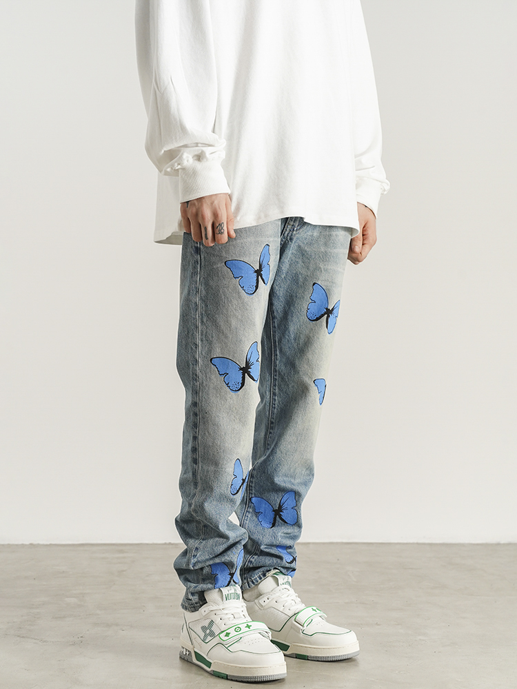 Title 3, Jeans ajustados de hip-hop con estampado de mar...