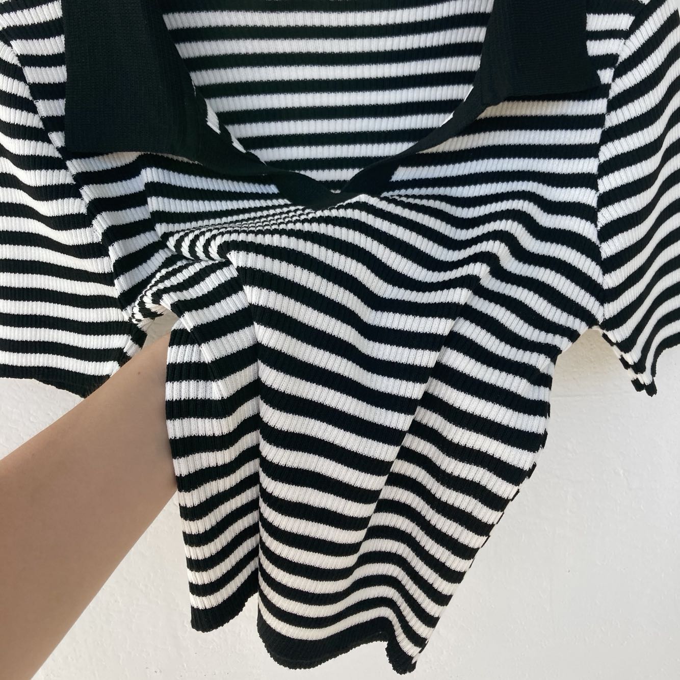 Title 5, Striped Lapel Beaded Cool Summer Short Sleeved ...