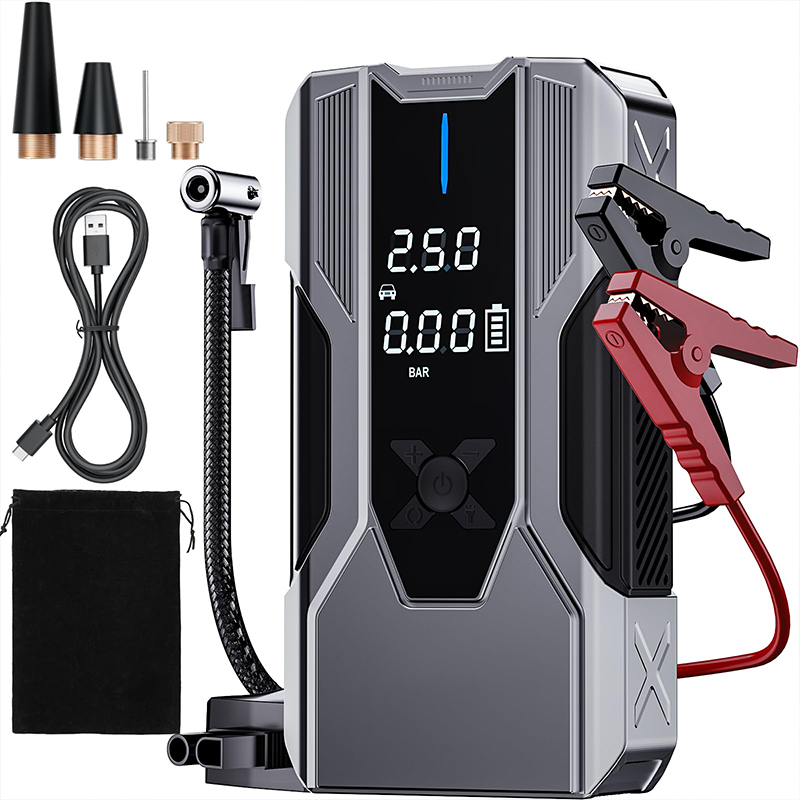 Car J Ump Starter With Air Compressors Battery Booster 8000mah Power Bank