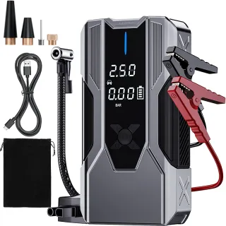 Car J Ump Starter With Air Compressors Battery Booster 8000mah Power Bank