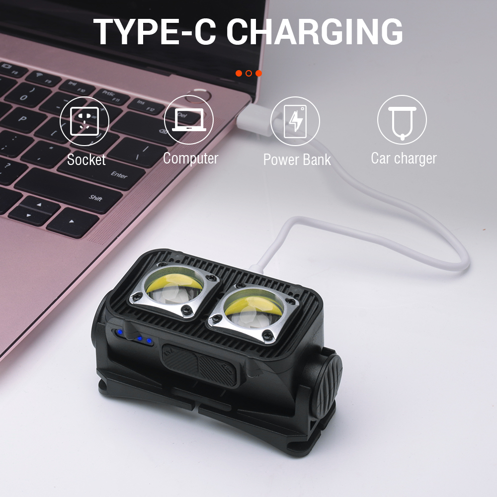 BROUIT COB USB Rechargeable Waterproof LED Headlamp