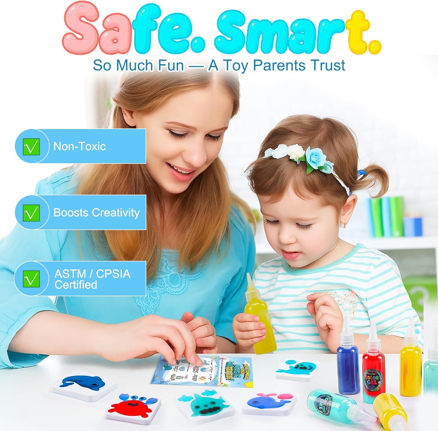 DIY Craft Kit For Kids10 Types Of Magic Gel, 5 Molds, Homemade Water Pet Soft Rubber Toy, Birthday Party Gift, Suitable For Ages 3 And Up.