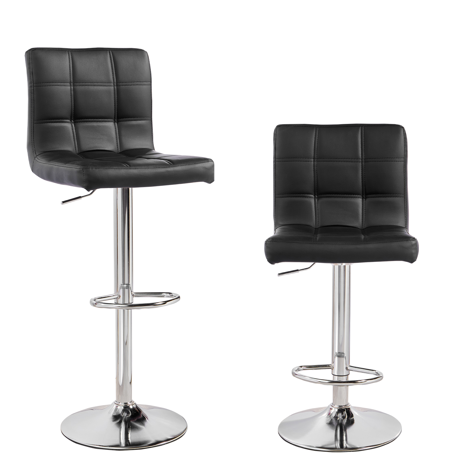 A Set Of 2 Bar Stools, PU Leather Height Rotatable Kitchen Stool, With Backrest — image 4